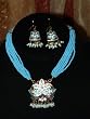 Lakh Kundan Aqua Necklace Jewelry Set Belly Dance/Dangling Earrings(Brand New) Free Shipping