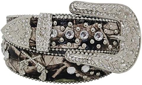 SHOWMAN COUTURE LEATHER CAMO GUN LADIES WESTERN RHINESTONE BUCKLE BELT (S/M)