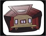 Decorated Mouse Pad with dwelling, ceiling, cabin, interior, Sweden, windows, Europe, wood, table, house