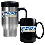 St. Louis Blues NHL Stainless Steel Travel Mug and Black Ceramic Mug Set