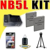 Two NB5L Lithium Ion Replacement Batteries w/Charger for Canon Powershot SX ....