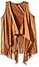 My Michelle Girls' Big Faux Suede Vest with Cascading Front and Fringe Hem