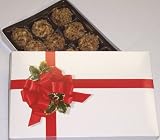 Scott's Cakes Pecan White Chocolate Truffles 1 Pound Ribbon n Holly Box