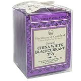 Harrisons & Crosfield White Tea With Black Currant, Individually Wrapped Tea Bags, 10-Count, .8-Ounce Cube (Pack of 16)