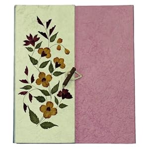 Handmade Light Plum Lotka Paper And Pressed Flowers Photo Album (Thailand)