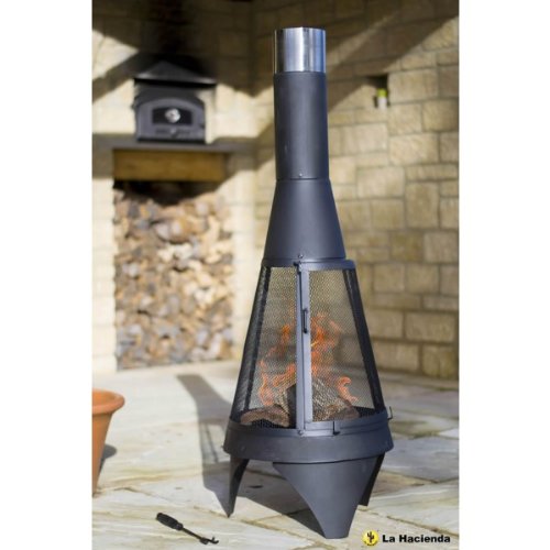 Get La Hacienda Extra Large Mesh Colorado Black Steel Chiminea Patio