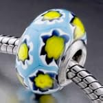 Fantasy Yellow Flowers Murano Glass Bead - Pandora Chamilia Compatible