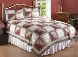 Cross - stitch Log Cabin Cotton Quilt and Sham Set