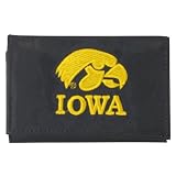 Iowa Hawkeyes Black Leather Embroidered Trifold Wallet