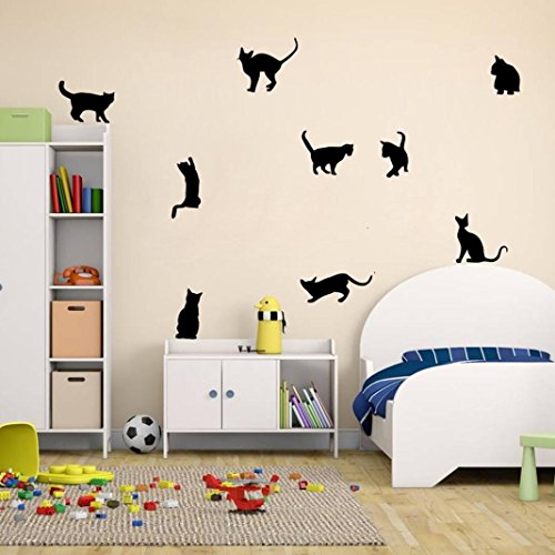 Ussore Cats Wall Stickers Art Decals Mural Wallpaper Decor DIY Decoration for Home living room bedroom bathroom kitchen