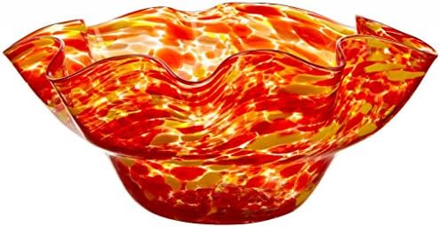 KOBO Art Garden Glass Wavy Bowl - Red with Yellow