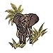 ID 0706 Elephant In Jungle Patch Wild Scene Craft Embroidered Iron On Applique