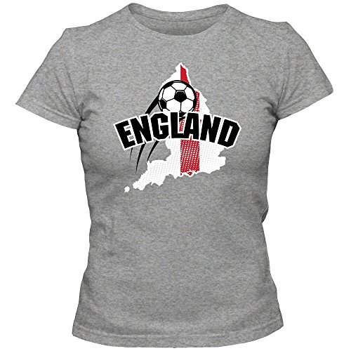 England EM 2016 #1 T-Shirt | Damen | Team GB | Fußball | Trikot | 100% Baumwolle | Kurzarm, Farbe:Graumeliert (Grey Melange L191);Größe:M