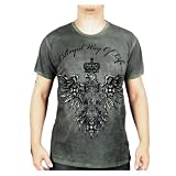 Rebel Spirit Men's Grand Crusader Eagle Green Bleach Washed Short Sleeve T-Shirt