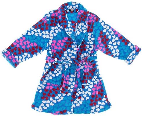 Pink, Blue, and Red Heart Plush Bath Robe for Juniors S/M