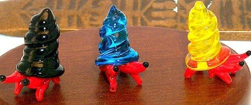 HERMIT CRAB Artglass 1" inch MINI sized Figurines Tumpet Shell ASSORTED COLORS 6 Pc. BOX LOT