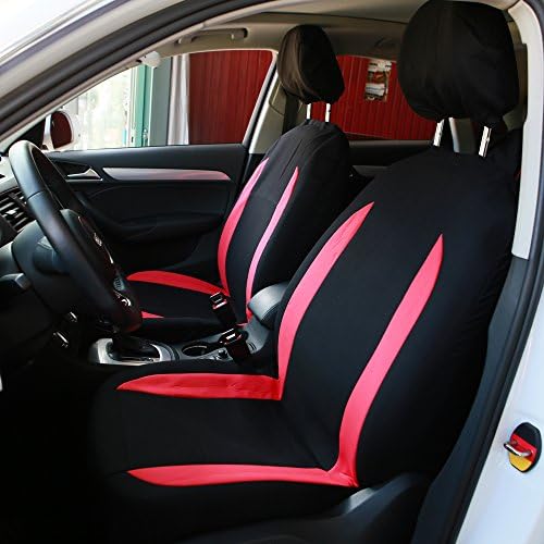 Insoria Easy Install High Quality Sports/Racing Polyester Mesh Universal 2-Front Set Car Seat Covers decoration Car Seat Protector - Fit Most Car, Truck, Suv, or Van (Red)