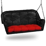3478 Steel Frame Black Wicker Swing with Solid Red Cushion