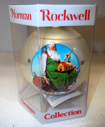 Grossman Produced, Norman Rockwell Inspired Glass Christmas Ball 1980, Santa’s Workshop