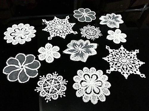 CraftbuddyUS 12 White Vintage Lace Stick, Sew on Fabric Flower Motifs, Craft, Sewing, Patches