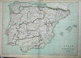 1872 BLACKIE GEOGRAPHY MAPS SPAIN PORTUGAL IBIZA SEA
