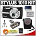 Olympus Stylus 1010 10.1MP Digital Camera with 7x Optical Zoom (Black) + 4GB microSDHC Card with Card Reader + Spare Li-50B Battery + Compact Padded Camera Case 