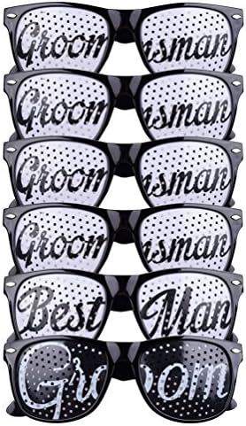 Groom Party Wedding Sunglasses - Favors for Bachelor Parties, Receptions, Pictures, and Photo Booths-1x Groom, 1x Best Man, 4x Groomsman (Black and White)