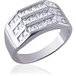 Impressive Style: Sterling Silver Triple Row CZ Diamond Ring for Men