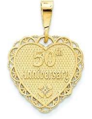 14K Gold Reversible 50th Anniversary Heart Charm Love
