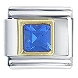 December Blue Zircon Color Birthstone Square Jewelry Italian Charm