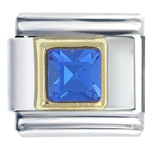 December Blue Zircon Color Birthstone Square Jewelry Italian Charm
