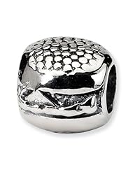 Sterling Silver Hamburger Charm Bead Fits Pandora Chamilia Biagi Bracelet