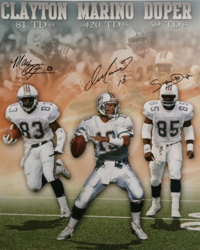 Miami Dolphins - Marino, Duper and Clayton - Autographed 16x20 Photograph