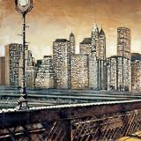 Manhattan Sunset I by Matthew Daniels. Art Print On Canvas.. 27.5 inches width by 27.5 inches height. Art Print On Canvas.