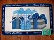 Holiday Decor Handcarved Washable Blue Christmas Mat 18" x 30"