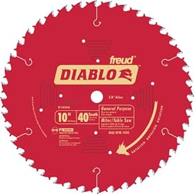Freud D1040A Diablo 10-Inch 40-Tooth ATB General Purpose Saw Blade with 5/8-Inch Arbor and PermaShield Coating,