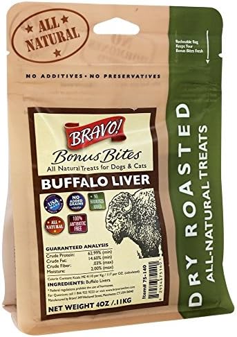Bravo Pet Foods - Dry Roasted All Natural Treats Buffalo Liver - 4 oz.