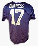 Plaxico Burress Autographed New York Giants Blue Jersey Inscribed with 10/2/05 10 Rec. 204 Yds. 2 T