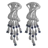 0.50 Cttw Sapphire & 1.15 Ct Diamond 14 Karat White Gold Ribbon Earrings