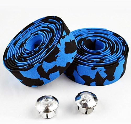 Virgiler®Camouflage Series Comfort GEL Road Bike Handlebar Tape Bike Bar Tape with Reflective Bar Plugs (Blue and Black)