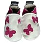 Chaussons b�b� cuir souple fille | Petits papillons violet