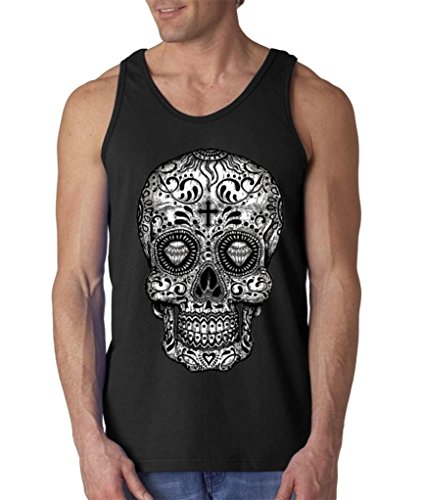 Shop4Ever® Sugar Skull Black & White Men's Tank Top Day of Dead Tank Tops