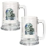 New England Patriots NFL 2pc 15oz Glass Tankard Set- Helmet Logo