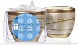 Baby Keepsake: Blue Ribbon Cross Design Personalized Elegant Scented Pottery Votive C (Set of 24)