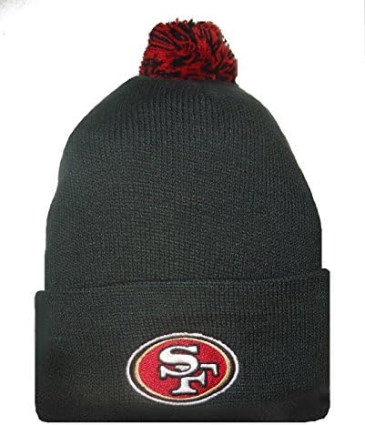 San Francisco 49ers NFL Knit Cuffed Beanie With POM Hat Cap OSFA - Gun Metal Gray