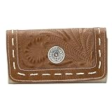American West Sierra Nevada Collection Ladies Tri Fold Wallet Chrome and Leather by American West