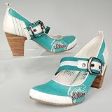 s.OLIVER Damen Pumps, verstellbare Schließe, Sohlendesign, turquoise- weiß antic