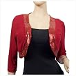 SEXY RED SEQUIN BOLERO CROP SHRUG PLUS SIZE TOP