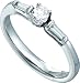 Stunning 14k. White Gold Round and Baguette Diamond Engagement Ring " Size 7 "