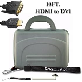 Samsung N110 Netbook Deluxe silver Cube Netbook Carrying Case + DVI to HDMI 10FT Cable + Determination Hand Strap